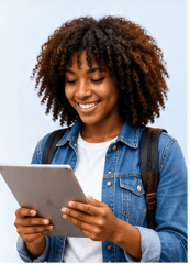A student browsing EduMarket on a tablet